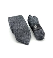 PİERRONİ Gri Siyah Desenli Mendilli Kravat P0399