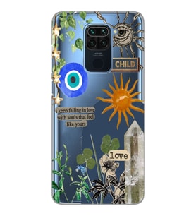 Xiaomi Redmi Note 9 Uyumlu Moon Child Desenli Şeffaf Telefon Kılıfı