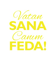 Vatan Sana Canım Feda Sticker17x17 Cm Sarı