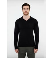 Erkek Basic Fitted Polo Yaka Uzun Kollu İnce Triko Kazak Casual Tarzı Tamamlayan Şıklık Kaliteli
