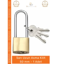 #AsmaKilit Pirinç Kaplama Yüksek Güvenlikli Sağlam Dış Mekan Koruma Sarı Uzun Asma Kilit 50 mm - 1 A