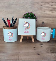 Unicorn Hediye Sepeti Kupa Bardak T Kulplu, Kalemlik ve Dekoratif Taş Kardeşe Sevgiliye Arkadaşa Hediye (Model 3)