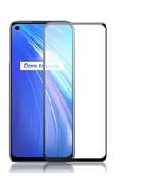 Realme 6 Uyumlu Zore Kenarları Kırılmaya Dayanıklı Cam Ekran Koruyucu (Siyah)