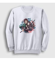 Presmono Unisex Beyaz Tanjiro Nezuko Anime Demon Slayer Kimetsu No Yaiba Sweatshirt 308941tt