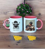 Erkek Kuaförü Kupa Bardak Pembe Fotoğraflı Kuaförler Günü Hediyesi
