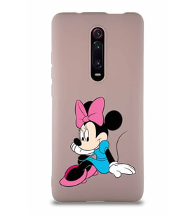 Xiaomi Redmi K20 Pro Soft Premier Kapak Minnie Mouse-E Tasarımlı Silikon Kılıf - Pudra (Şeffaf)