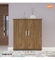 Modilayn Ayakkabılık 2 Kapaklı Ayakkabı Dolabı Çok Amaçlı Dolap Mutfak Dolabı Ofis Dolabı (Ceviz)