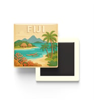Fiji - Fiji - Paper Cut Art - Baskılı Buzdolap Magneti Kare - 9x9 cm