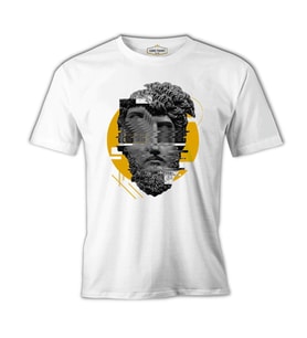 Sculpture Head in Wavy Style Beyaz Erkek Tshirt