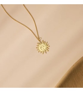 Çift Ay ve Güneş Kolye 925K Gümüş (Gold)