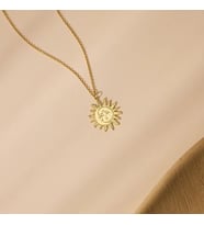Çift Ay ve Güneş Kolye 925K Gümüş (Gold)