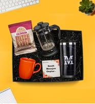 Kişiye Özel Harf Tasarımlı Termos, French Press, Kupa ve Filtre Kahve Hediye Seti