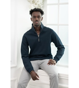 Regular Fit Biyeli Fermuarlı Dik Yaka Armürlü Pamuklu Sweatshirt