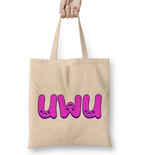 Cute Uwu Emoji Social Media Meme Stans Idol Kpop 01 Bez Çanta Uzun Saplı