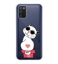 Samsung Galaxy A02s Uyumlu Kapak Cool Cat Tasarımlı Şeffaf Silikon Kılıf