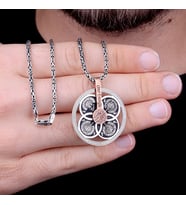 KİŞİYE ÖZEL DUA'LI DÖNEN KRAL ZİNCİR MODEL GÜMÜŞ KOLYE (Gri)