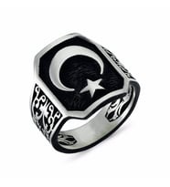 Ayyıldız Taşsız Gümüş Erkek Yüzük