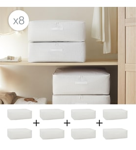 Home Wave 8'li Büyük Boy Gri Pötikare Baza Altı Hurç Set 62 x 46 x 22 cm