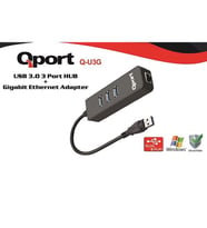 QPORT Q-U3G Gigabit 1port USB 3.0 Ethernet,3x USB Çoklayıcı