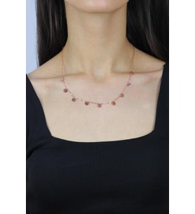 Pullu Rose Gümüş Kolye 7269