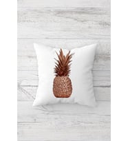 Beyaz Zemin Ananas Modern Çift Tarafı Baskılı Gizli Fermuarlı Yastık Kılıfı Kırlent Yastık Kılıfı (Gold)