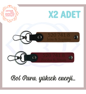 Açık Kahve-Bordo, İsminize Özel Manevi Huzur, Sevdiklerinize Hediye 520 741 8 Sayılı 2'li Anahtarlık (Çok Renkli)