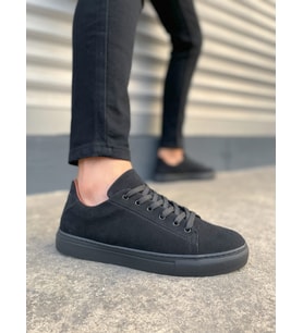Mode Bağcıklı Siyah Süet Erkek Günlük Sneaker Ayakkabı