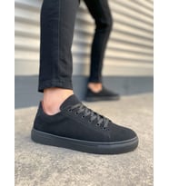 Mode Bağcıklı Siyah Süet Erkek Günlük Sneaker Ayakkabı