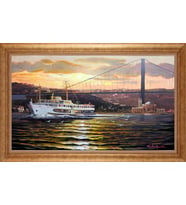 Çerçeveli Paspartulu Manzara Tablo bm0799 (Gold)