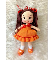 Turuncu Pamuk Şekerim Bebek Amigurumi Organik Oyuncak