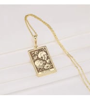 Kişiye Özel 925 Ayar Gümüş The Lovers Tarot Kart Kolye (Gold)