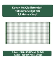 KONAK TEL ÇİT SİSTEMLERİ 1 ADET PANEL ÇİT TAKIM 120X250 CM (Yeşil)