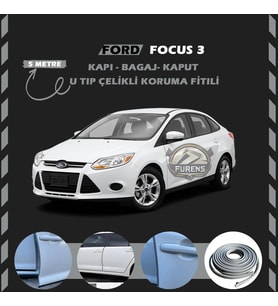 Ford Focus 3 Oto Araç Kapı Koruma Fitili 5metre Parlak Gri Renk