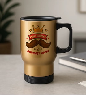 BK Gift Kişiye Özel Babalar Günü Tasarımlı Kulplu Çelik Bardak Termos Mug 450ml-3, Babalar Günü Hediye, Babaya Hediye