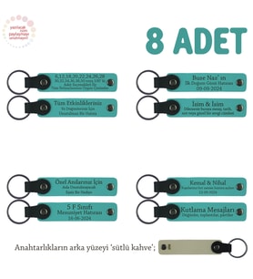 Stadyum Işıltısını Seven Taraftar Grupları İçin İsim Yazılı 8' li Anahtarlık, Koyu Turkuaz & S Kahve