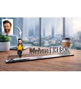 Kişiye Özel Acil Tıp Teknisyeni Karikatürlü 30 cm Ayna Pleksi Masaüstü İsimlik - Acil Tıp Teknisyeni Hediyesi Hemşire ve Sağlık Çalışanı Hediyesi