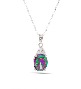 Mistik Topaz ve Zirkon Taşlı 925 Ayar Gümüş Bayan Kolye 201021904