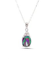 Mistik Topaz ve Zirkon Taşlı 925 Ayar Gümüş Bayan Kolye 201021904