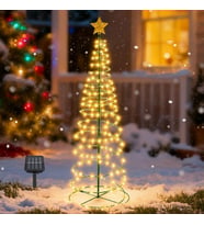 Güneş Enerjili LED Noel Yılbaşı Ağacı Bahçe Solar Balkon Teras Aydınlatması 68 cm 8 Mod Sıcak Beyaz