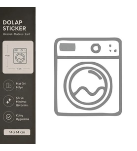 Çamaşır Makinesi Mat Gri Dekoratif Folyo Sticker 14x14 cm