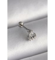 316L Çelik Gümüş Renk Üçgen Zirkon Taşlı Tragus Piercing 5886 - SSSSSS2378-6220