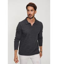 Chuba Erkek Antrasit Reddington Polo Yaka Uzun Kollu İnce Triko Kazak 22W403