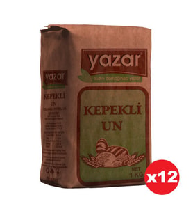 Yazar Taş değirmende Öğütülmüş Tam Buğday Kepekli Un 1 Kg x 12 Paket