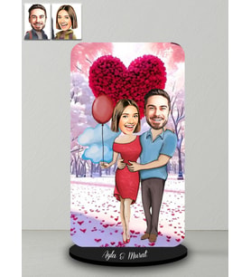 Kişiye Özel Sevgililer Günü Karikatür Ahşap Biblo Model 9-2