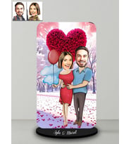 Kişiye Özel Sevgililer Günü Karikatür Ahşap Biblo Model 9-2