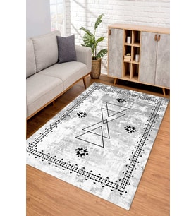 Dijital Kaymaz Taban Yıkanabilir Renkli Salon Halısı Mutfak Halısı Yolluk ND-SD-1030 (Gri)