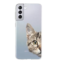 Samsung Galaxy S21 Plus Kapak Catface Tasarımlı Şeffaf Silikon Kılıf