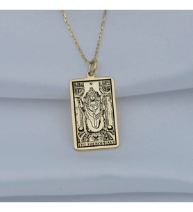 Altın Kaplama  Tarot (Baş Rahip) The Hierophant Gümüş Kolye