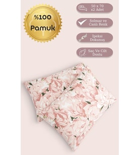 Yastık Kılıfı 2’li Mariel Percale Baskılı %100 Pamuk 50x70 cm