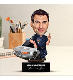 Kişiye Özel Trafik Polisi Karikatürlü Biblo